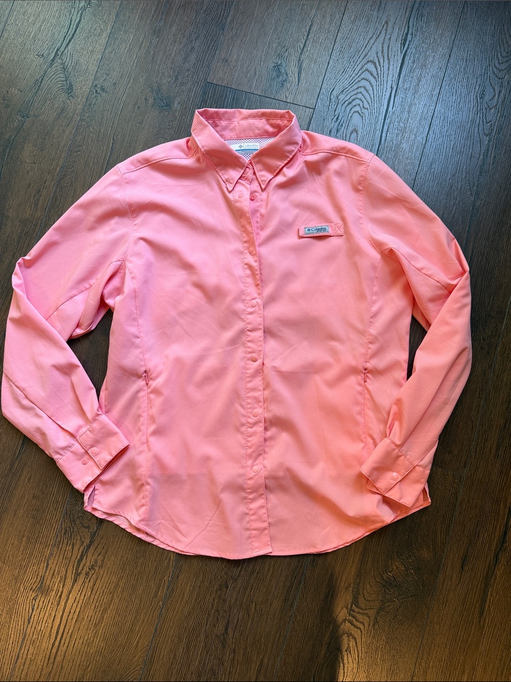Columbia Men's Coral Pink Long-Sleeve Button-Down Shirt